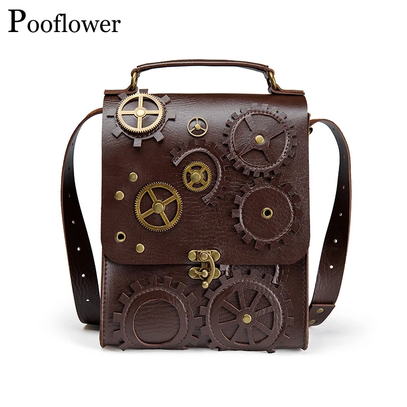 Pooflower винтажные сумки на одно плечо для женщин женская сумка через из