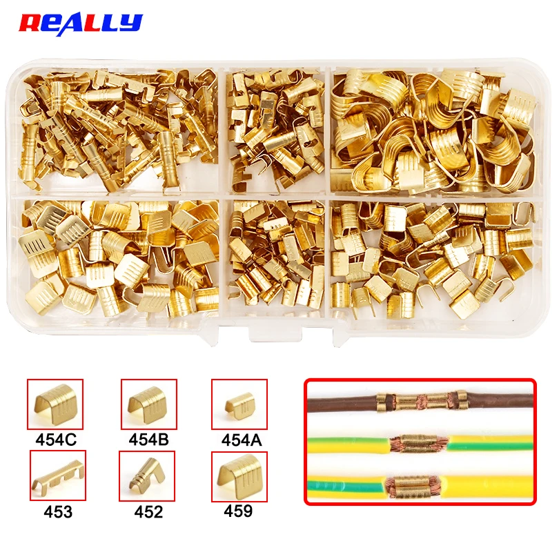 300 PCS U 자형 구리 도킹 터미널 압착 비절연 구색 케이블 와이어 스페이..