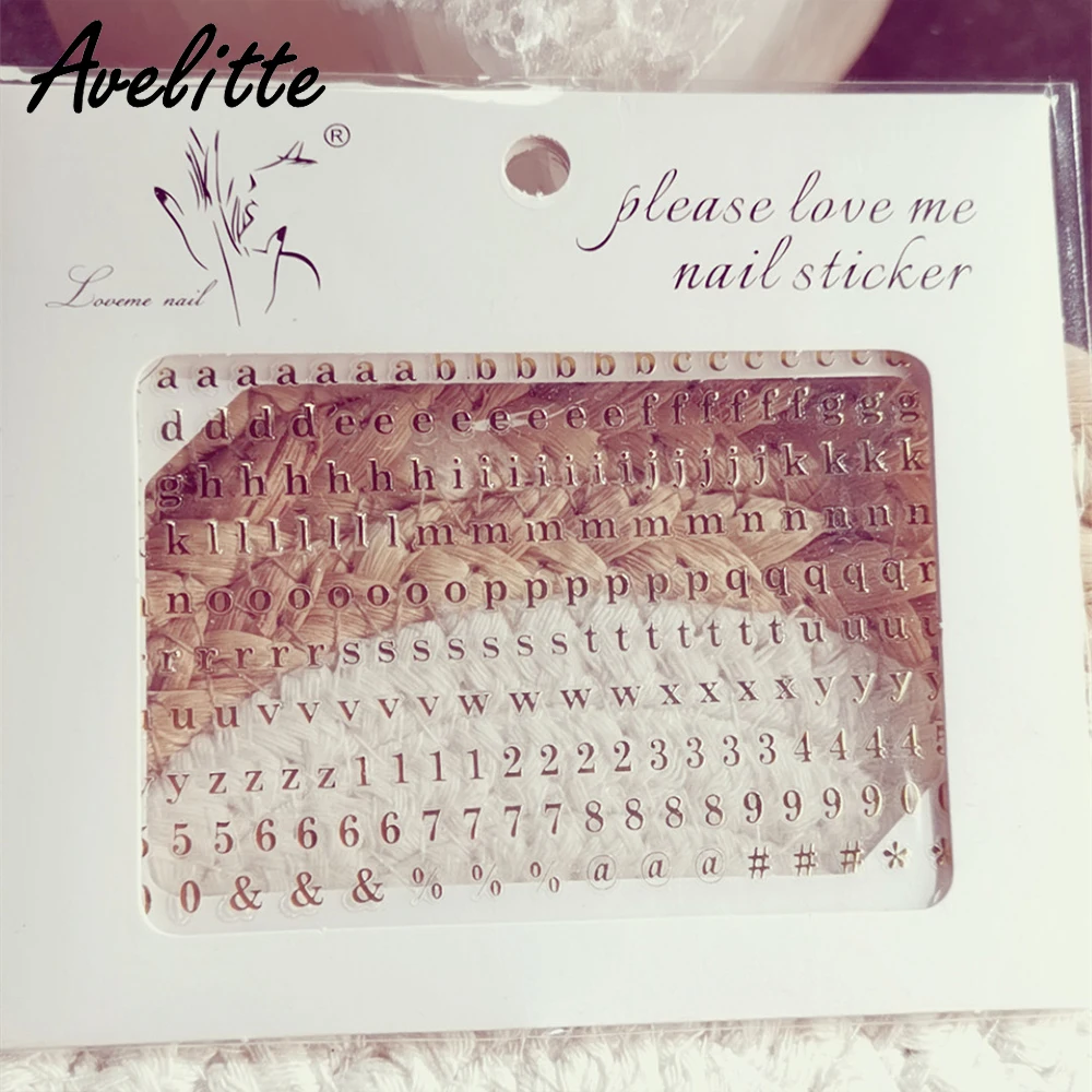 

Avelitte Nail Stickers Three-dimensional Environmentally Friendly Nail Stickers Very Thin English Alphabet Symbol Numbers
