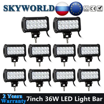 

10pcs 7inch 36W LED Light Bar Flood Spot Driving Offroad Work Lamp Fog Light Bar For Car Truck Boat Tractor 4x4 SUV ATV 4WD 12V