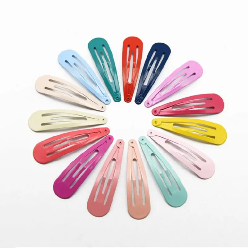 

80 Pcs/pack Children Color Drop-shaped Paint Hairpin Side Bangs Clips Snap-on Hair Clip For Girls Baby Kids Y4QB