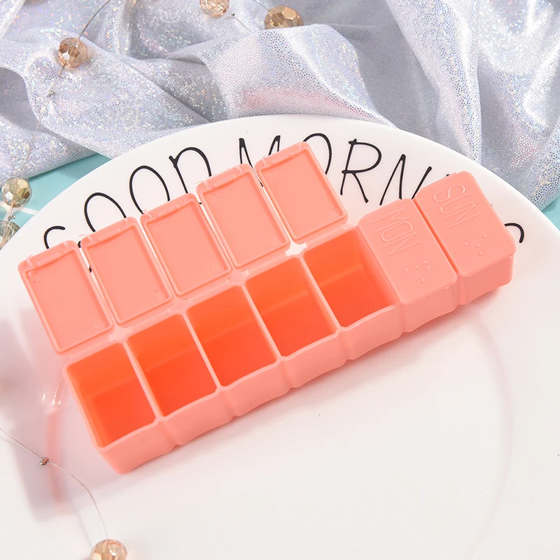 Practical 1PC 7 Days Plastic Pill Box Tablet Organizer Case Medicine Cases Storages Weekly Tablet Recognition 4