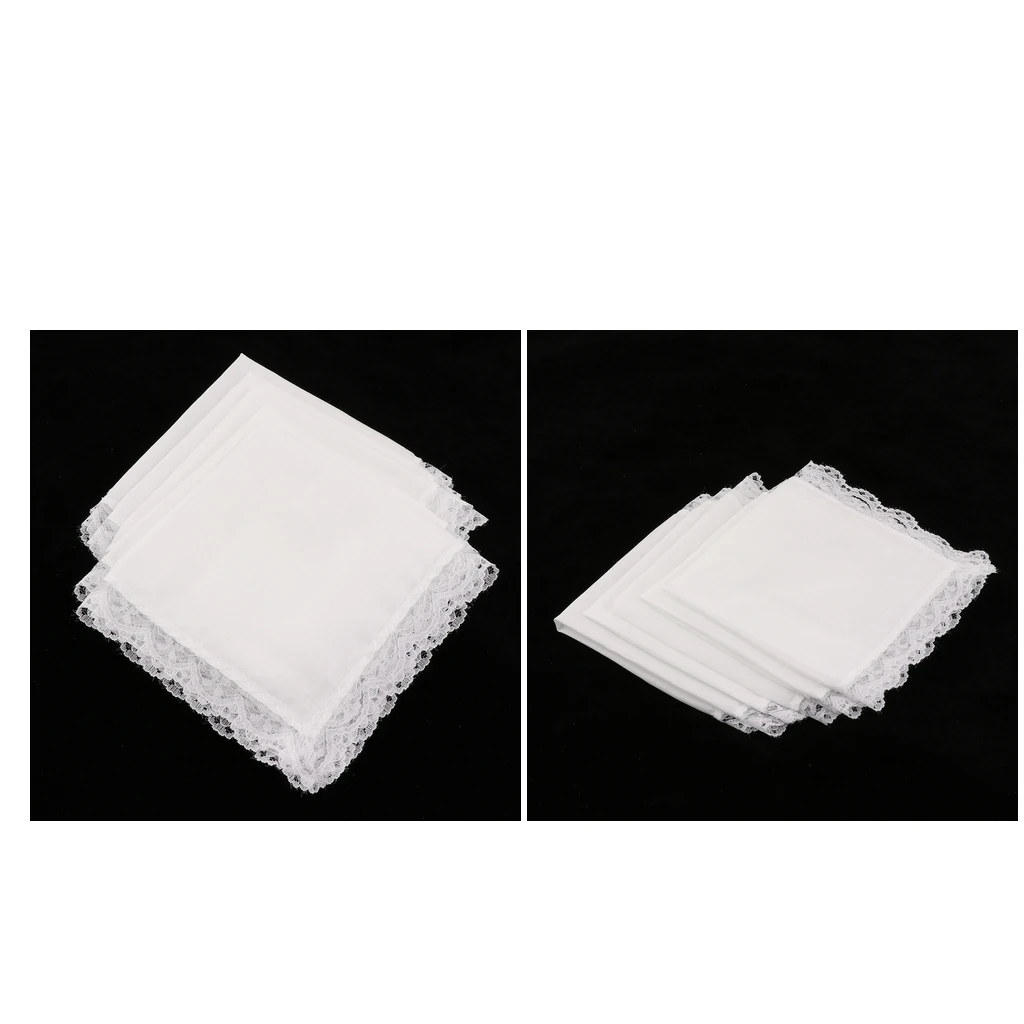 10 Pieces Men Women 100% Cotton White Handkerchiefs Comfy Hanky Party Hankies