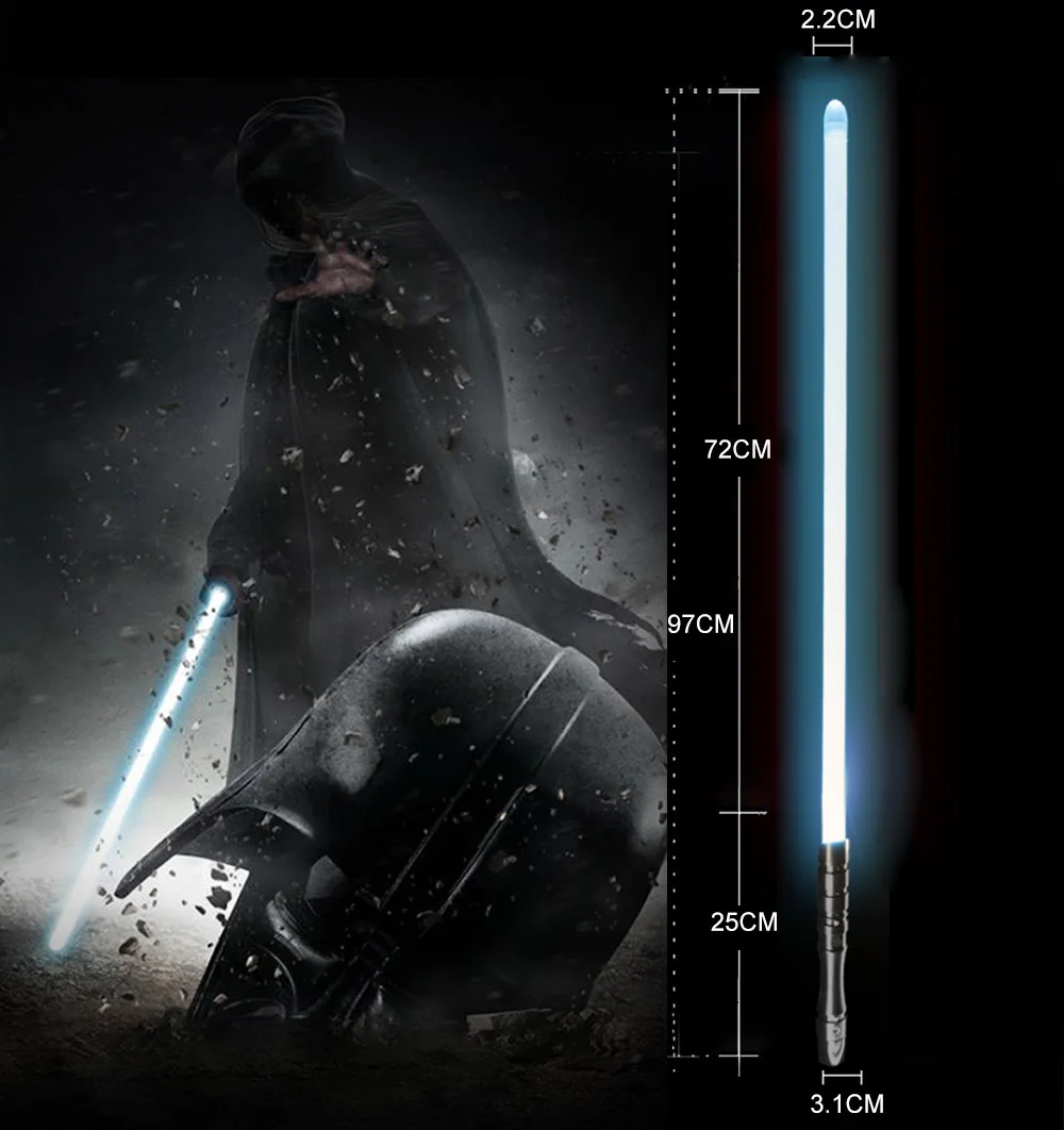 Светильник saber со звуковым сигналом, светильник Jedi Sith Luke, подвесной светильник Saber Force, изменяющий цвет, с металлической ручкой - Цвет: Black HD ice blue