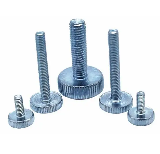 2pcs M10 Thumb Screws Flat Knurled Bolts Smooth Head Male Screw