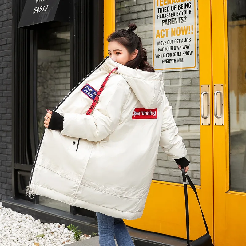 

2018 Winter New Style down Jacket Korean-style Large Size Long Loose-Fit High-End Beautiful New Fabric Cotton Coat Women's 1919