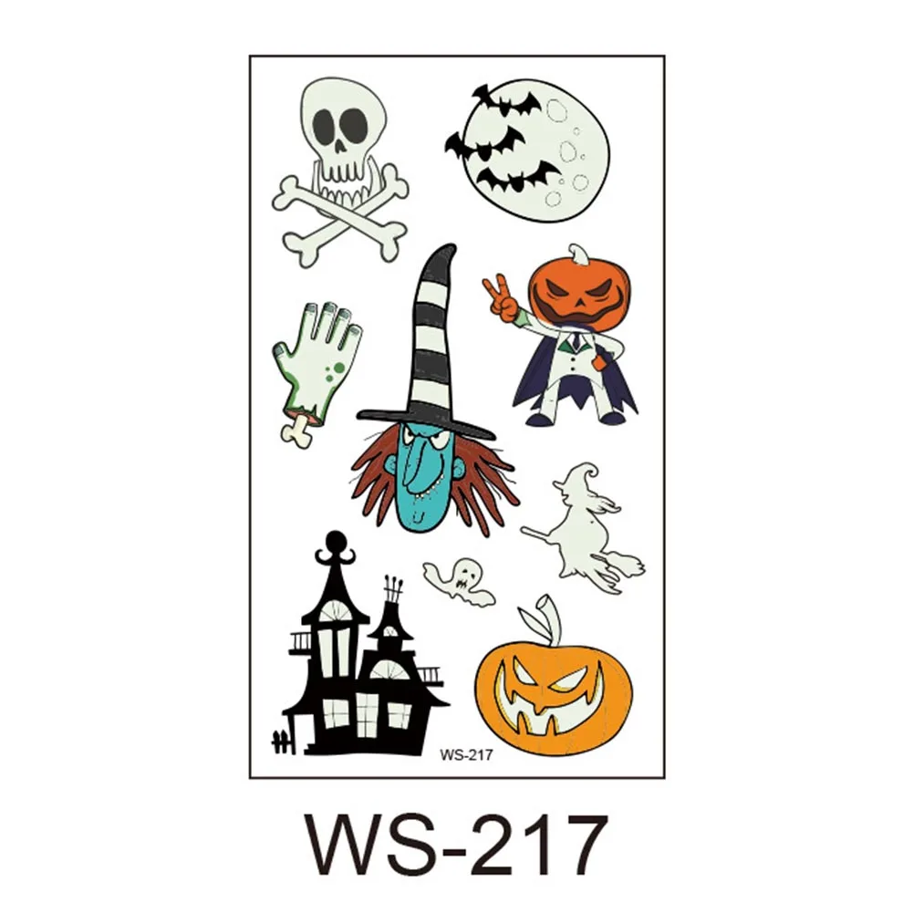

10pcs Water Transfer Paper Party Halloween Unisex Waterproof Luminous Tattoo Sticker Removable Decorative Gift Easy Apply Kids