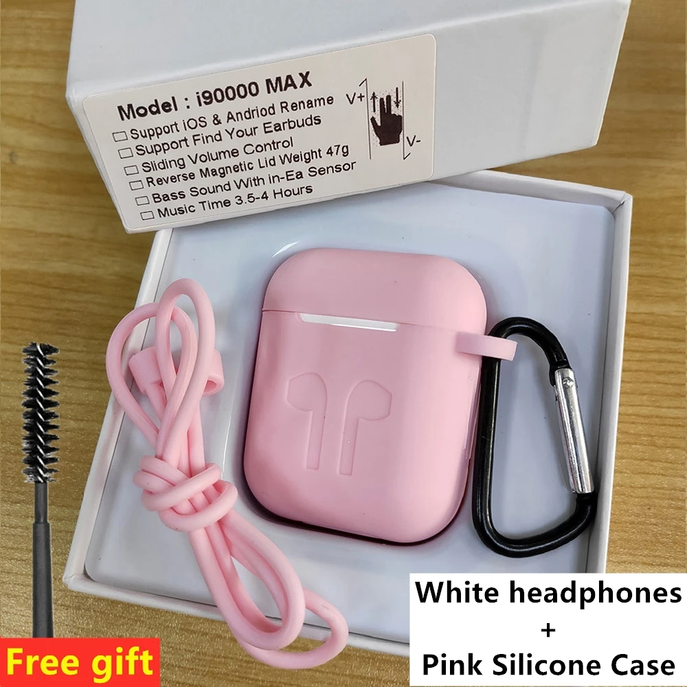 white-pink case I90000 MAX TWS Беспроводные наушники с воздухом 2, Bluetooth 5,0, наушники с супер басами, наушники с регулятором громкости PK i9000 i100000 Pro - Цвет: white-pink case