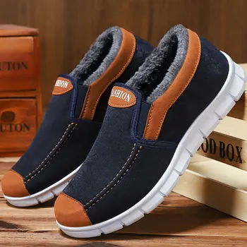 

Winter Casual Men Fur Sneakers Warm Espadrilles For Mens Slip On Loafers Trainers Male Dad Cotton Footwear Trend Tennis Shoes