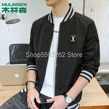 

Jacket men's trend solid color slim men's jacket baseball collar jacket