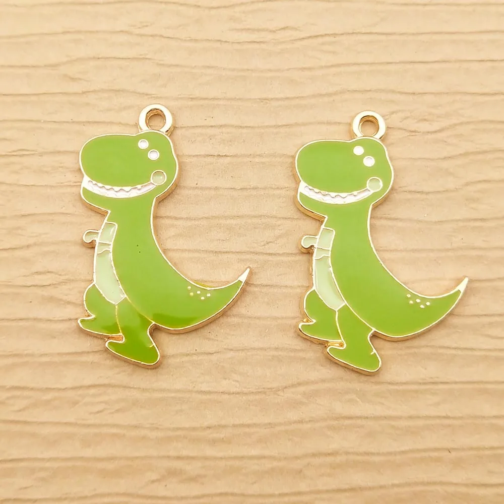10pcs 19x28mm Enamel Dinosaur Charm For Jewelry Making Earring Pendant