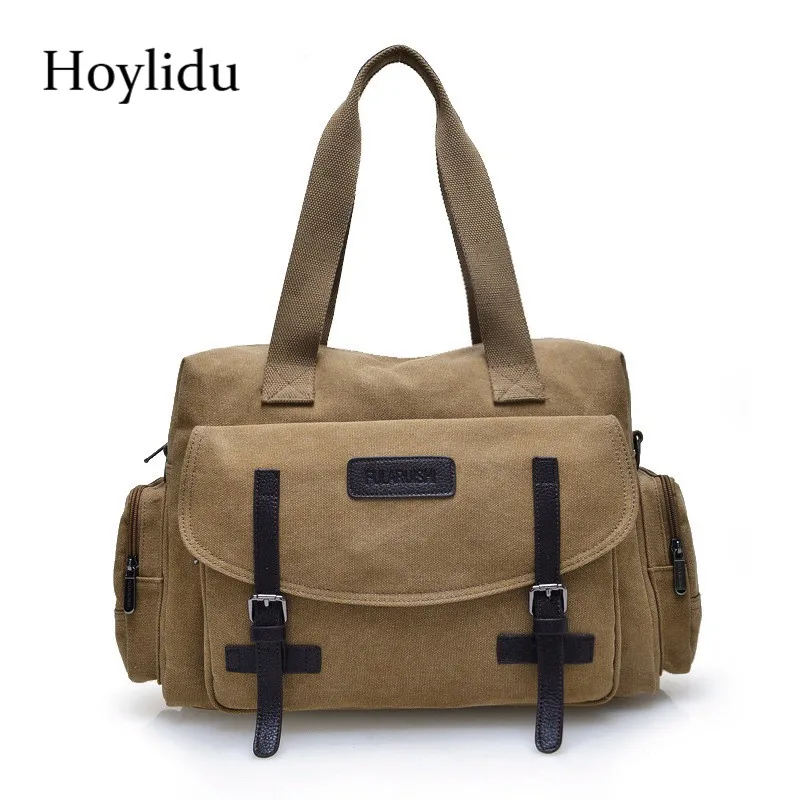 

New Fashion Men's Shoulder Bags Canvas Belt Decoration Casual Travel Breathable Large Capacity Laptop Handbag Male Messenger Bag