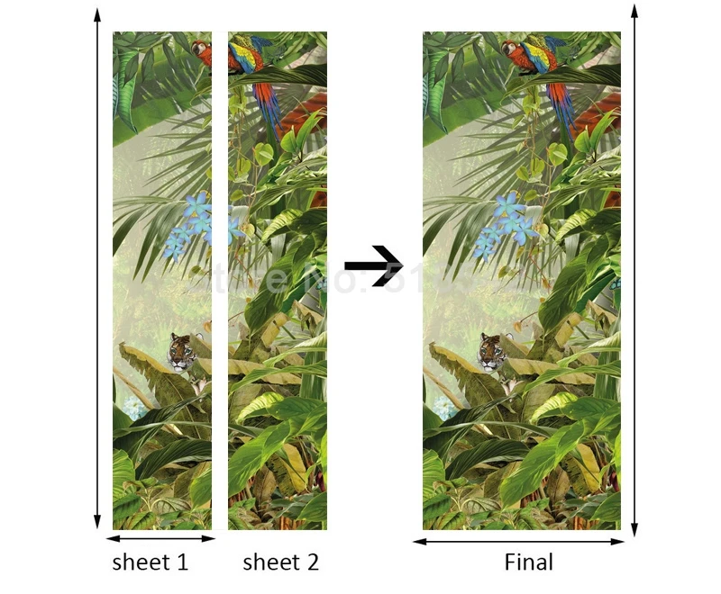 ПВХ самоклеющиеся двери стикер тропический лес Цветок Птица Фреска 3D фото обои для гостиной декоративные наклейки на дверь