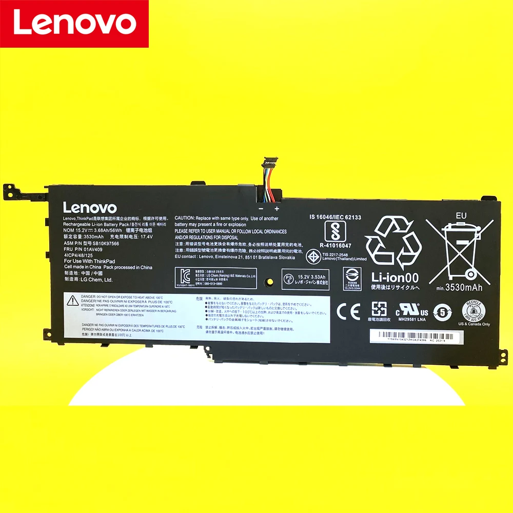 Lenovo-bateria Original do Portátil Lenovo Thinkpad x1 Carbono Gen 2023 Yoga x1 2ª Geração 01av409 20fb005xus 00hw029 Sb10f46467 Novo - Imagem 2