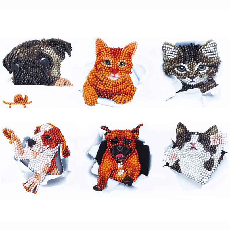 Diamond-Painting-Kits Mosaic Stickers Shine Dog-Pattern Kids Easy To 5d Diy for