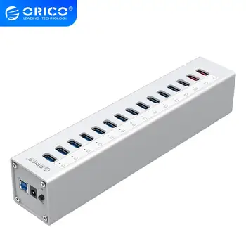 

ORICO A3H13P2 Aluminum 13 Ports USB3.0 HUB with 2 Charging Ports 5V2.4A Super Charger / 5V1A Universal -Silver