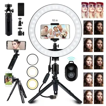 

10" LED selfie ring light with tripod Studio Video Dimmable Make up Lamp Tripod Stand ring lamp for youtube tripod with lamp