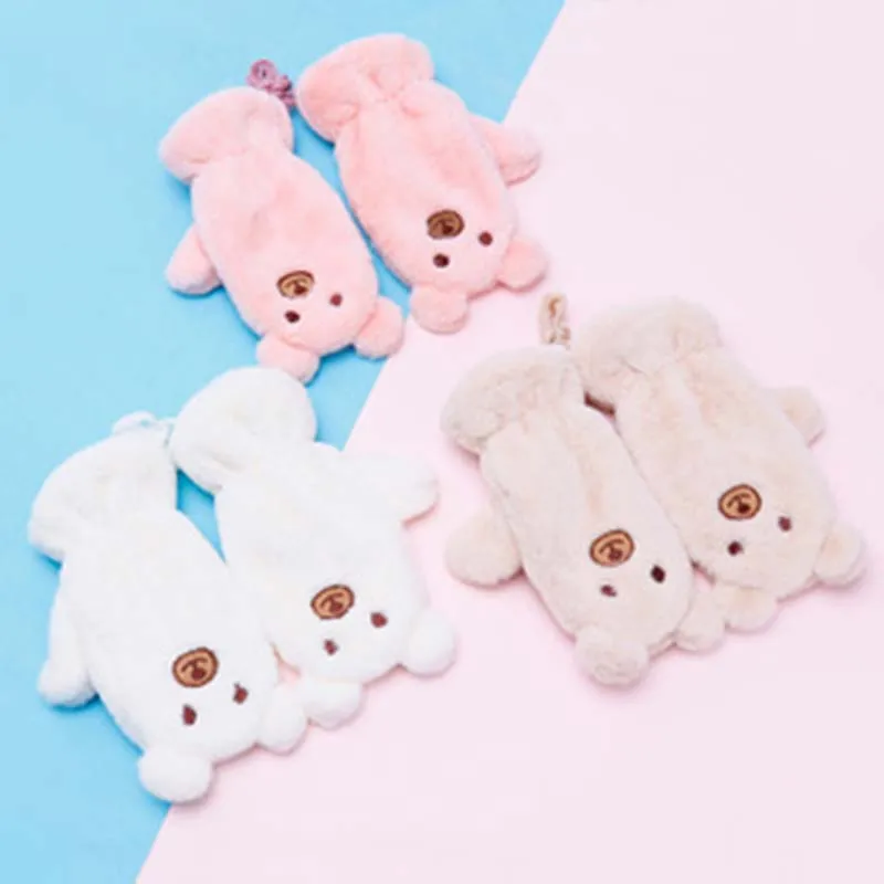 

Explosion Winter Warm Ladies Gloves Student Cute Cartoon Cat Plus Velvet Thickening Outdoor Flip Half Finger Touch Screen Gloves