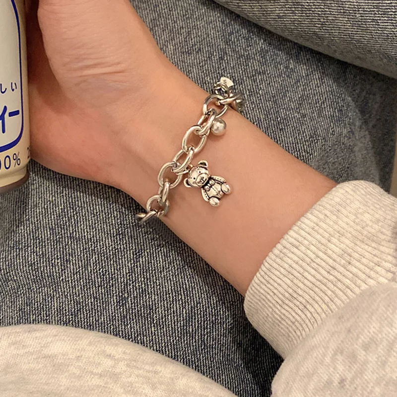 Bracelet jewelry Fashion Handmade Vintage Bear Pendent Charm Bracelet &Bangle Women Wedding Luxury Jewelry