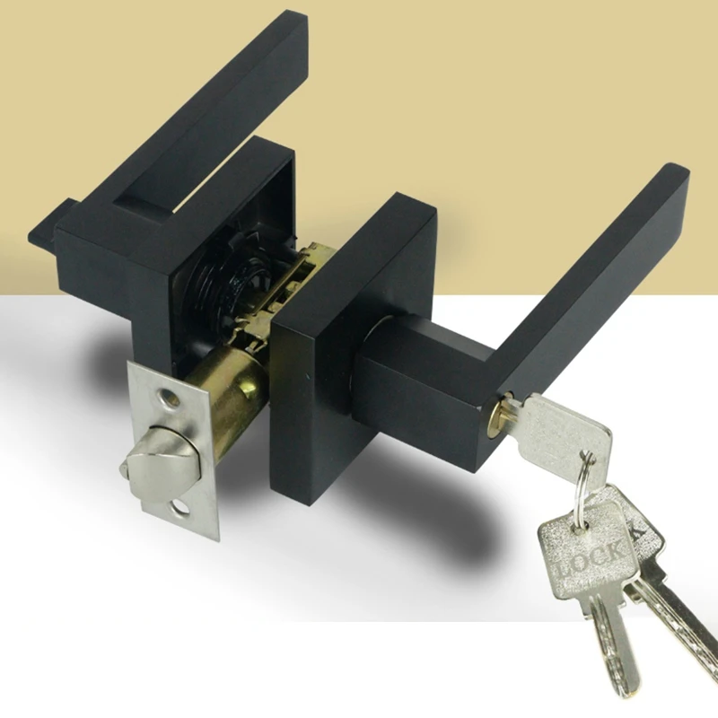 

Door Handle Door Handle Lock Square Channel Privacy Mask Interior Bedroom Room Bathroom Three-Bar Spherical Lock