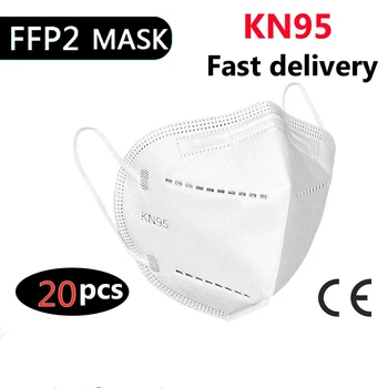 

20Pcs KN95 Mask Mascsrillas CE Certified FFP2 Reutilizable Mouth Mask 5-Layer Filter Adult Facial Mask Mascherine Dustproof Mask