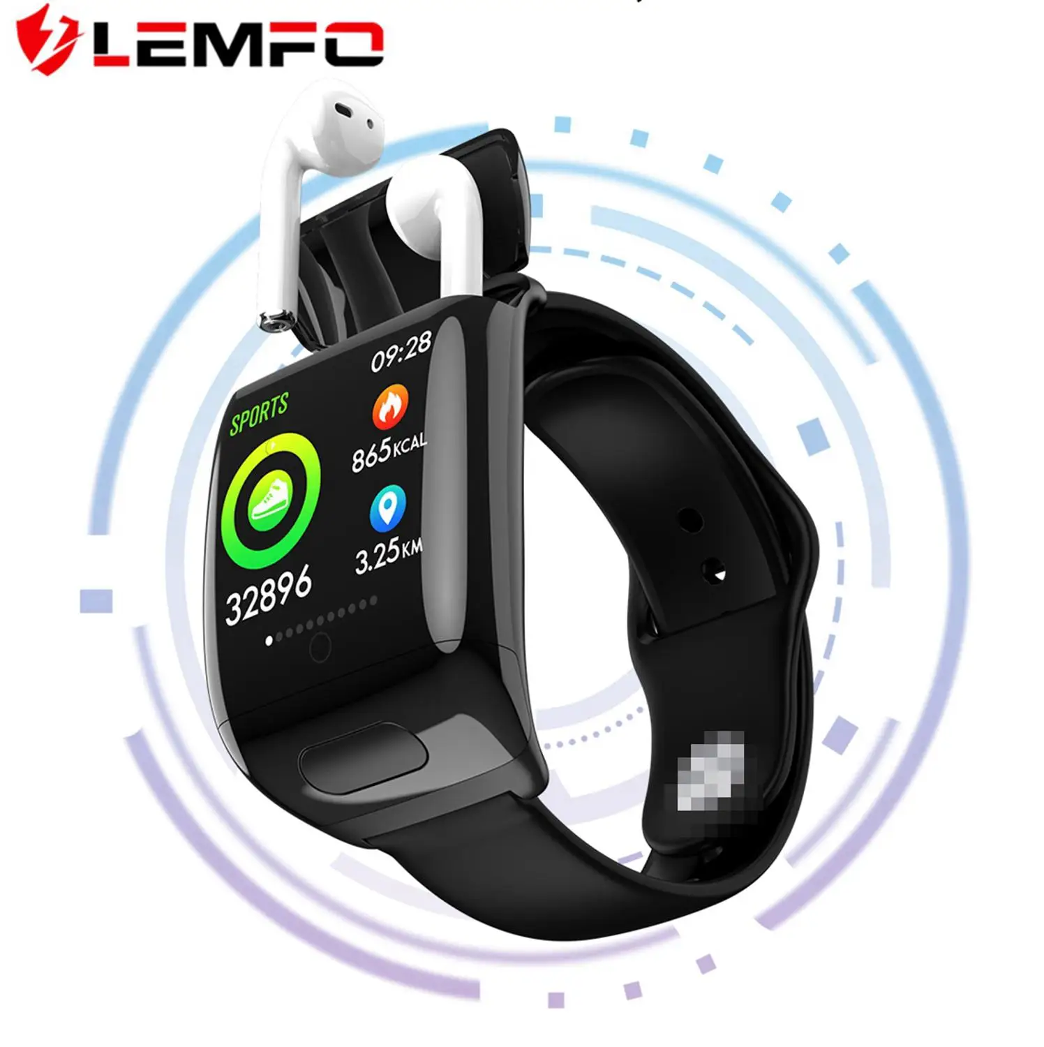Смарт-часы LEMFO 2020 с беспроводными наушниками Bluetooth 5 0 ЭКГ кровяное давление 2 в 1