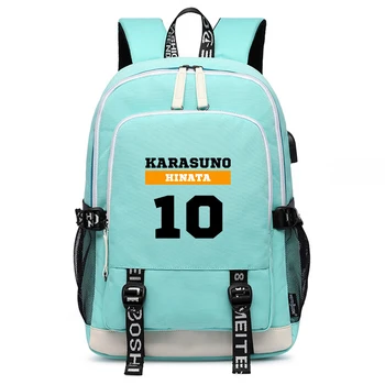 

High Quality Anime School Bags Haikyuu VBC Bookbag Oxford Travel Backpack Girls Hinata Shoyo Pink Schoolbag USB Laptop Bagpack