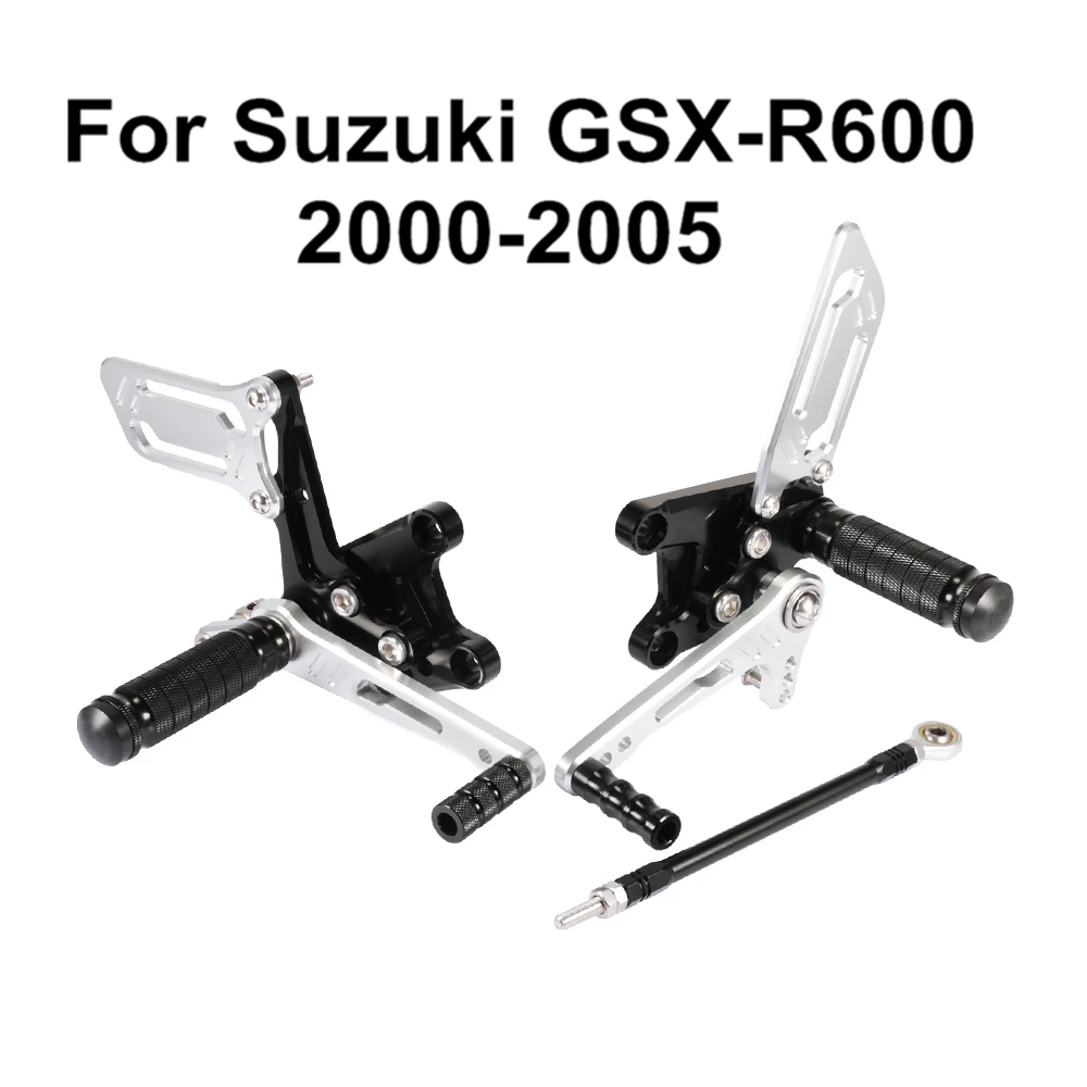 

Black Silver For Suzuki GSX-R600 GSXR600 GSXR 600 2000-2005 Motorcycle Adjustable Rider Rear Rearset Footrest Foot Peg D40