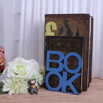 

Alphabet Shaped Metal Bookends Iron Support Holder Desk Stands For Books