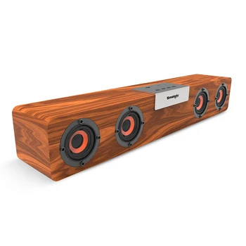 

SMALODY Wireless Subwoofer Wooden Bluetooth Speaker Soundbar Bluetooth 5.0 Speaker 5W*4 Loudspeakers Support TF Card