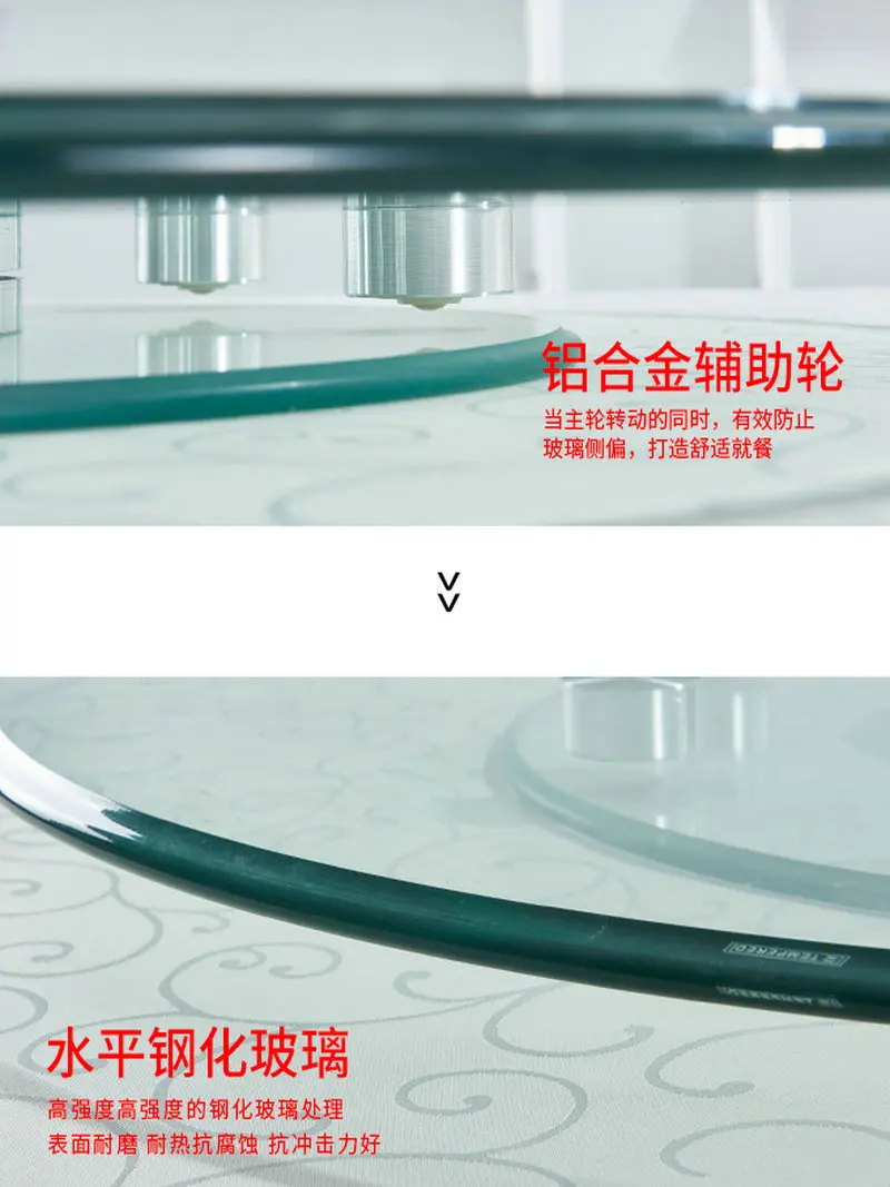Double Layer Tempered Glass Lazy Susan Dining Table Top Turntable Swivel Plate HQ GG02 With Supporting Legs More Stable