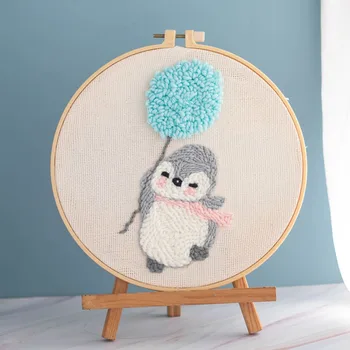 

Cartoon Penguin DIY Punch Needle Embroidery Kit for Beginner Needlework Handmade Embroidery Painting Sewing Craft Home Decor
