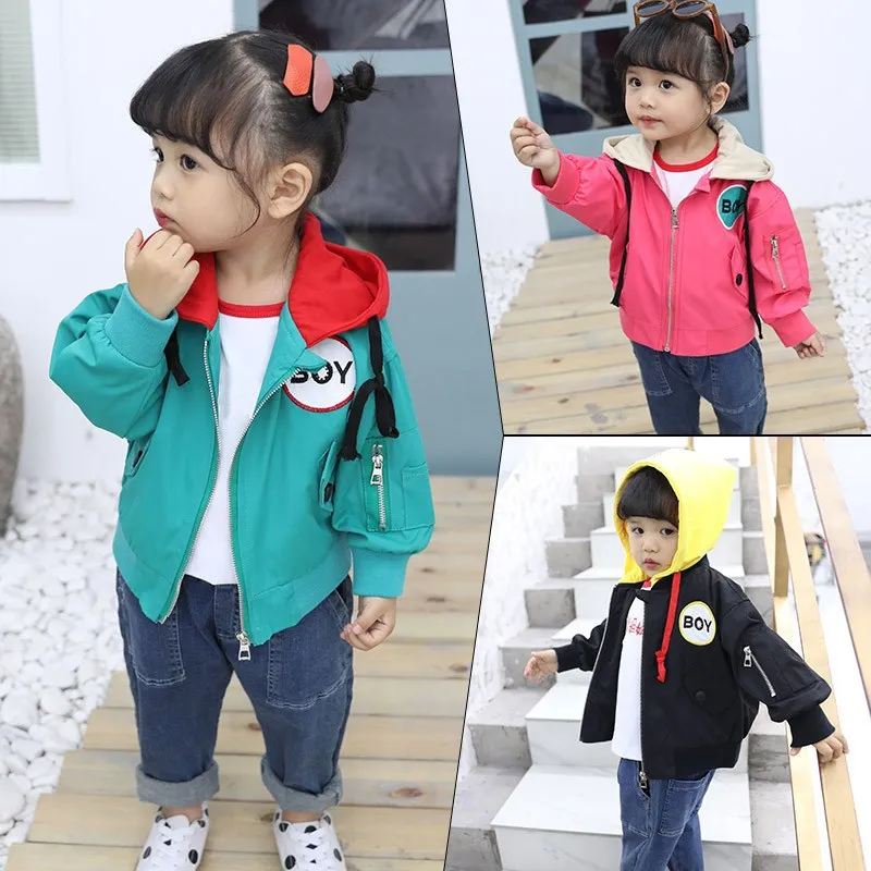 

Children Spring And Autumn Jacket 2018 New Style Men And Women Children Korean-style Casual Lettered Hooded Coat Baby Western St
