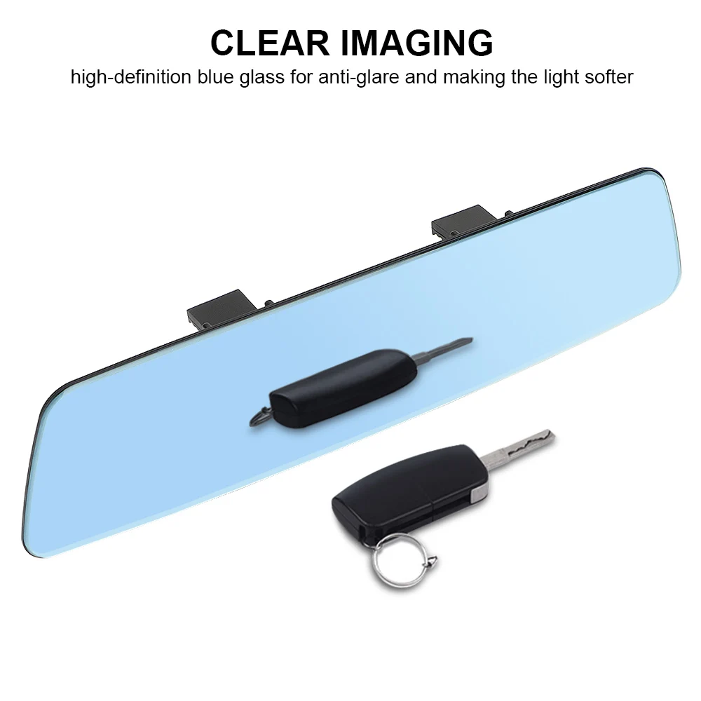 눈부심 방지 광각 블루 프레임리스 미러, 2.5D 풀 스크린 HD 유리, 자동차 인테리어 백미러, 3000R 마이크로 커브 렌즈