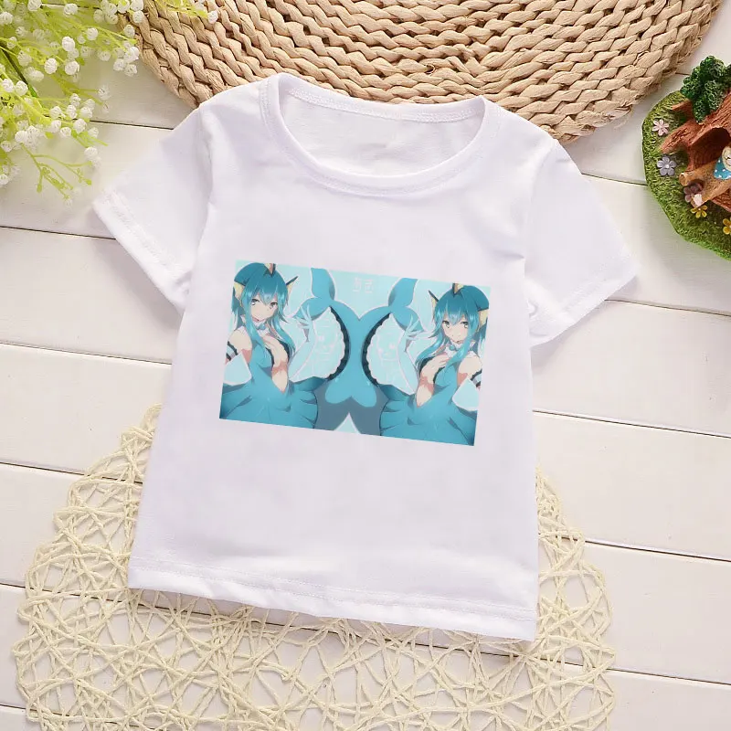 Новые японские футболки для мальчиков с принтом Kawaii для девочек летние рубашки для малышей белая одежда футболка для девочек модная забавная повседневная одежда