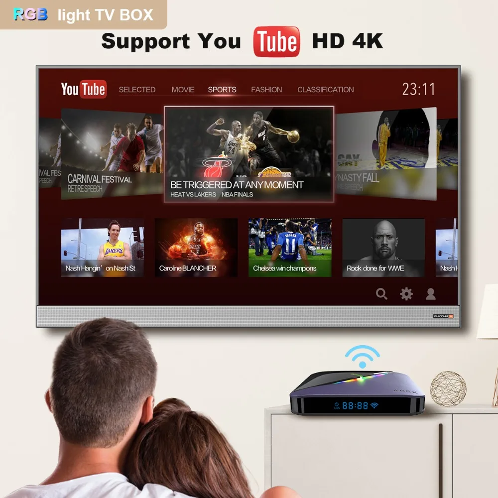 Новинка! A95X F3 8K RGB светильник ТВ коробка Amlogic S905X3 Android 9,0 Smart tv 4 Гб 64 Гб eMCP Plex медиа сервер двойной wifi Netflix Youtube X3