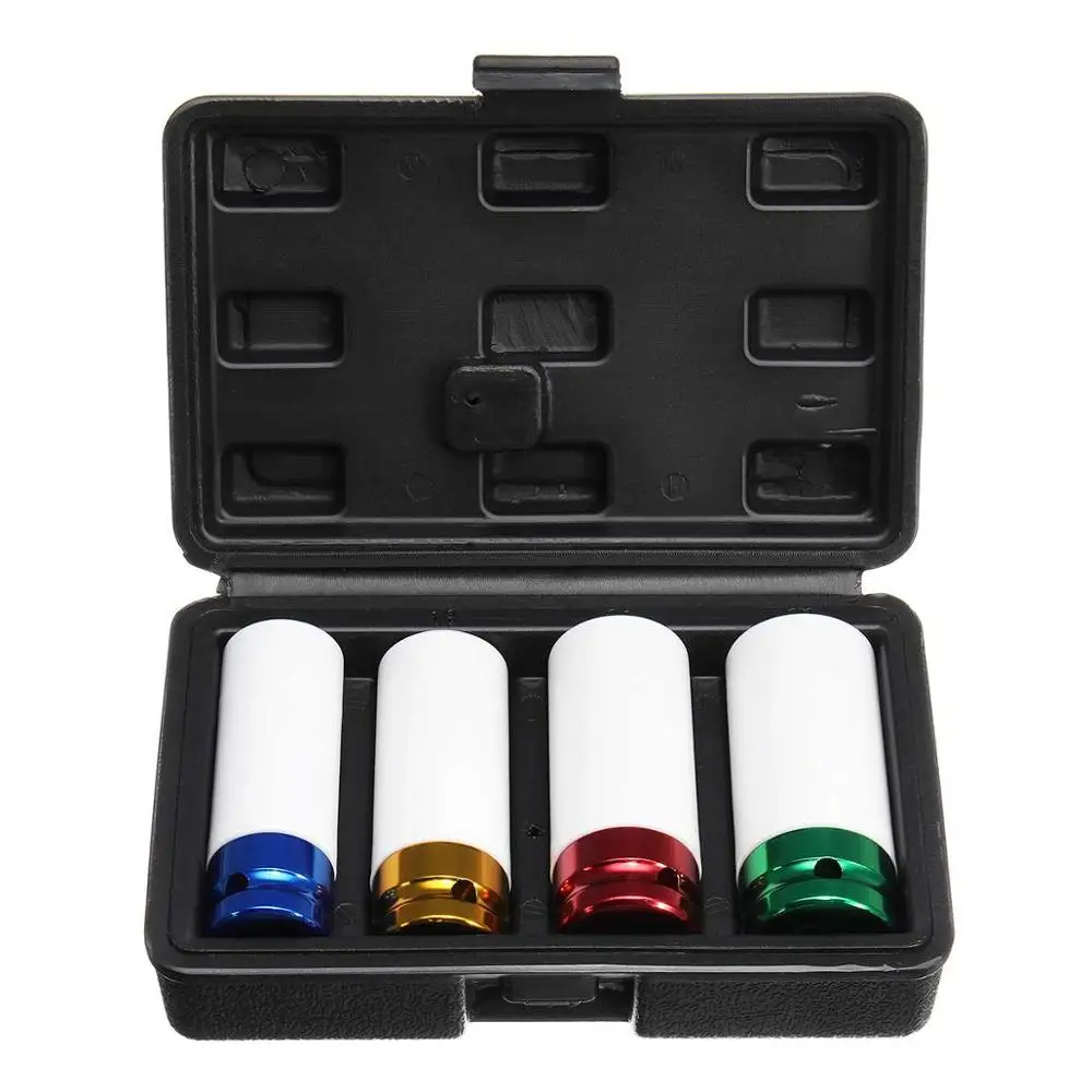 4PC Black box 17-22 Авто 4 шт./компл. 17-19-21-22mm 1/2 ''сплав тонкие стены гайка колеса Deep Impact Гнездо Drive комплект Подарочная коробка для друга набор инструментов для ремонта - Цвет: 4PC Black box 17-22