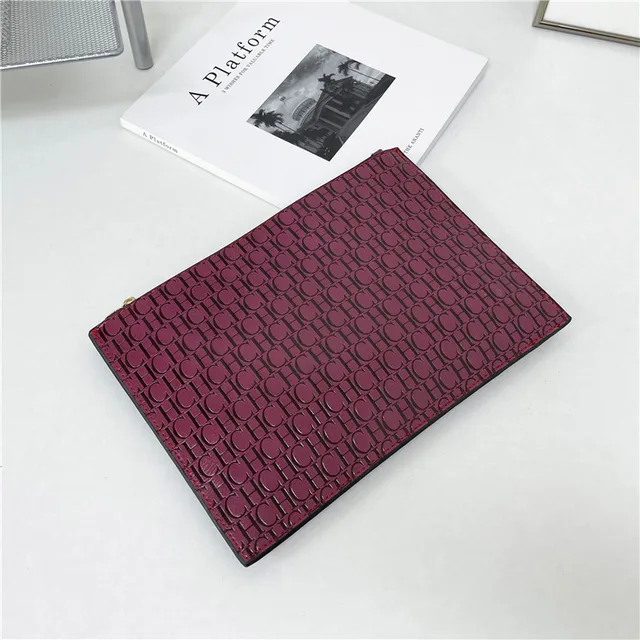 2021 New Luxury Brand CH Clutch Unisex High-quality CH Letter Pattern Clutch luxury envelope leather business clutch purse Two purple