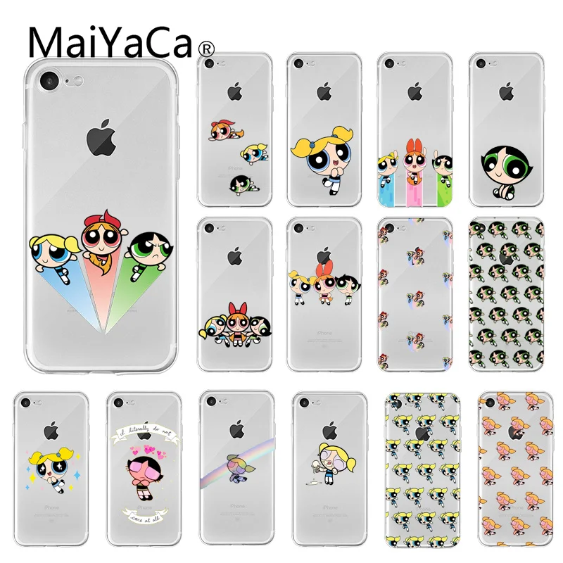 

MaiYaCa The Powerpuff Girls Pattern TPU Soft Phone Case for iPhone 8 7 6 6S Plus X XS MAX 5 5S SE XR 10 Fundas Capa
