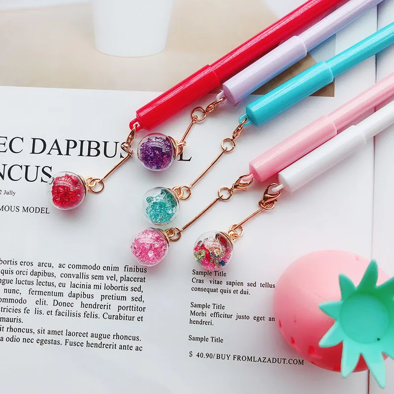 

5 pcs/Lot Practical Starry Sky Crystal Ball 0.5mm Black Color Ink Gel Pen Office School Students Gift Stationery Supplies H6546