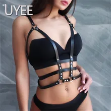 UYEE, сексуальный женский кожаный жгут, грудь, жгут, подвязки, ремни для тела, связывание, регулируемое готическое белье, подвязки