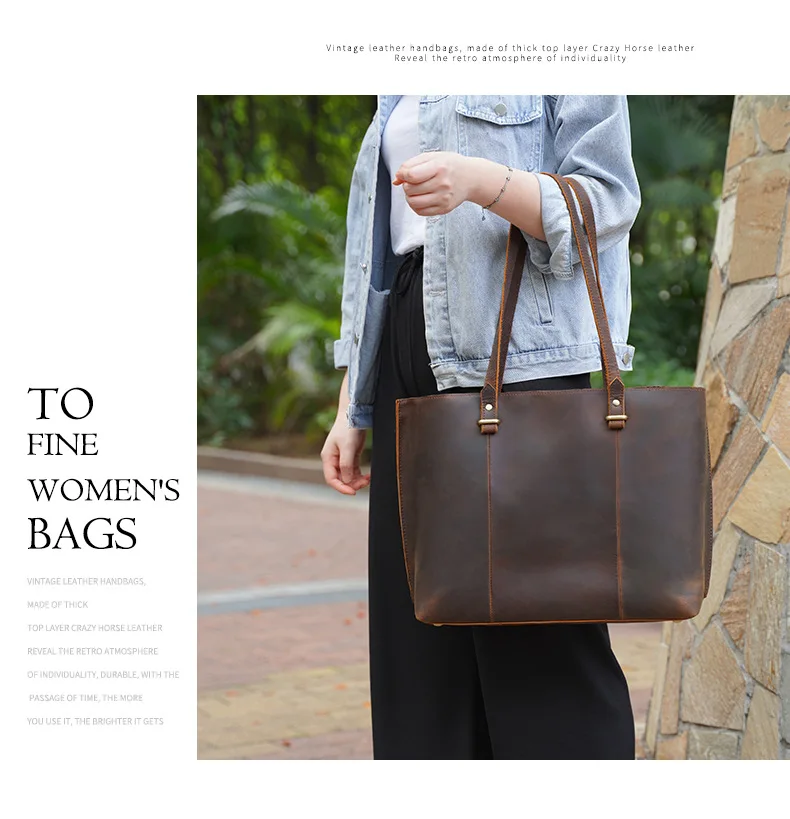 Woosir Women Vintage Leather Tote Handbags for Work