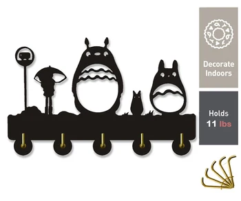 

My Neighbor Totoro Ghibli Studio Wall Hook Key Hooks | Handmade Wood Home Storage Wall Hooks |Key Holder Coat Bag Hanger.