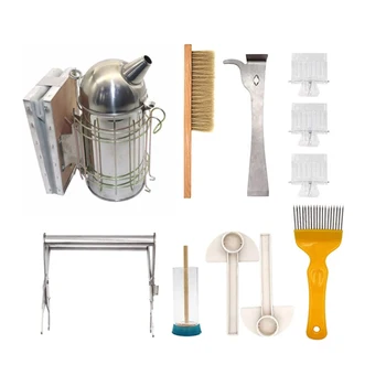 

11 in 1 Beekeeper Tools Set, Brush, Queen Catcher, J Hook Hive Tool Set,Beekeeping Starter Kit Beekeeping Equipment Tool