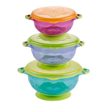

Yiwa 3Pcs/Set Double Handle Large Medium Small Bowls with Suction Cup for Baby Training Feeding Bowl over 12 months