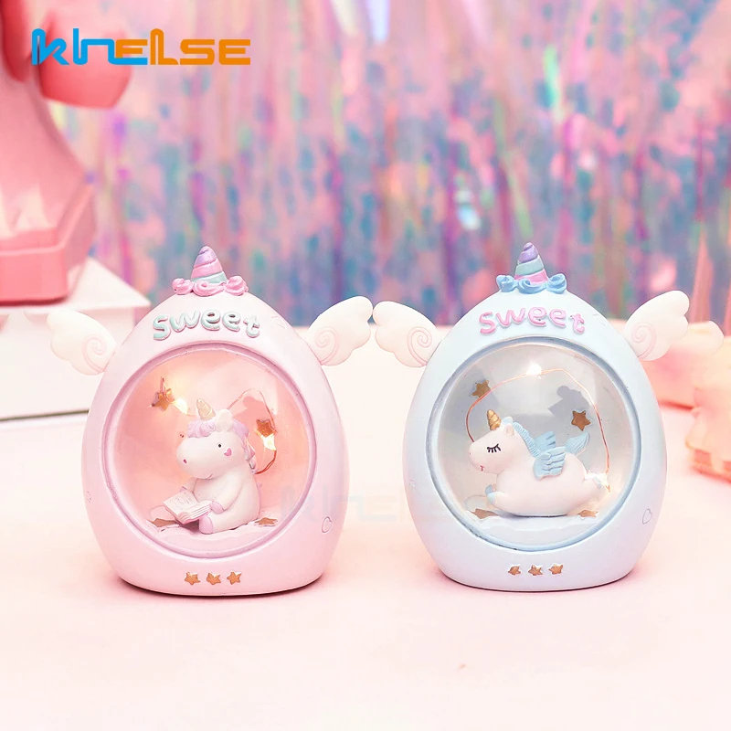 Ins милый рисунок единорога светодиодный ночник Фея домашнее украшение для стола