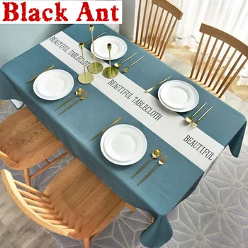 

Nordic Blue Stripe Waterproof Tablecloth Rectangular Thick Fabric Decor Party Dining Kitchen Tea Table Cover Cloth ZB-JD006#4