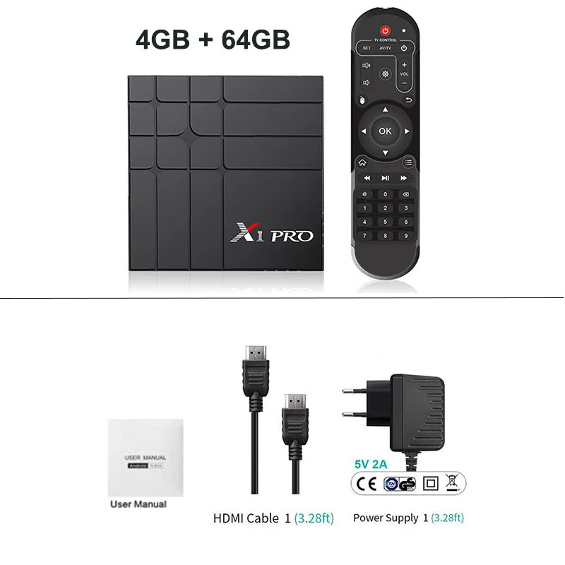 X1 Pro Android 9 Smart tv BOX Google Assistant RK3318 4K 3D HD 4G 64G 2,4G 5G Wifi tv Play Store Бесплатные приложения быстрый набор верхней коробки - Цвет: 4GB 64GB