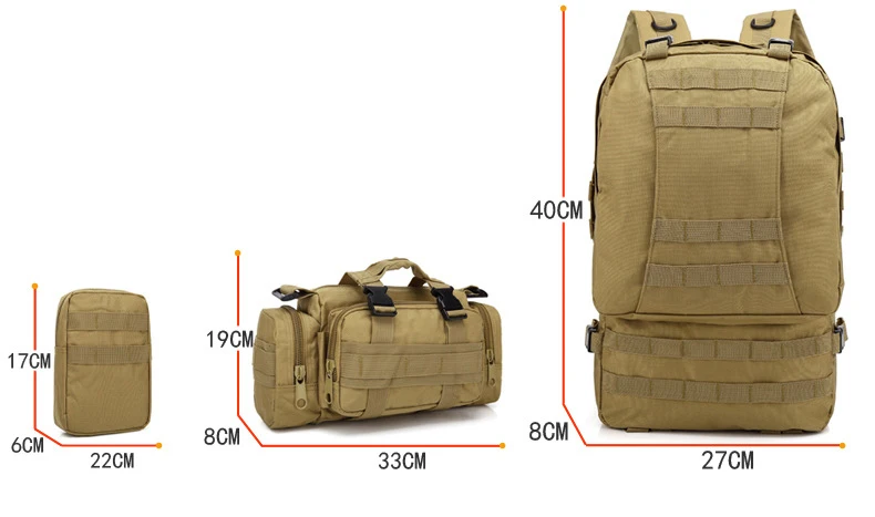 50л тактический рюкзак 4 в 1 Военная Сумка армейский Рюкзак Molle спортивная сумка для отдыха на природе походный рюкзак дорожная сумка для альпинизма