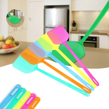 

2pcs Plastic Fly Swatter Manual New Swat Mosquito Pest Control With Long Handle Pest Control Tools Home Supplies Random Color
